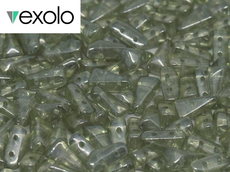 Vexolo® beads 5x8 mm, 2 Holes, Crystal Mint Luster, Czech Glass