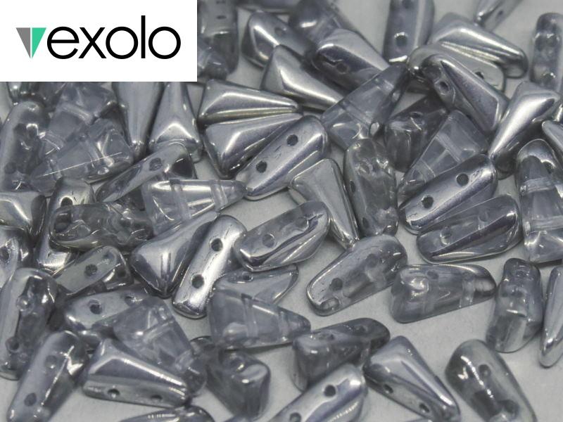 Vexolo® beads 5x8 mm, 2 Holes, Crystal Labrador, Czech Glass