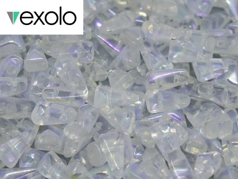 Vexolo® beads 5x8 mm, 2 Holes, Crystal AB, Czech Glass