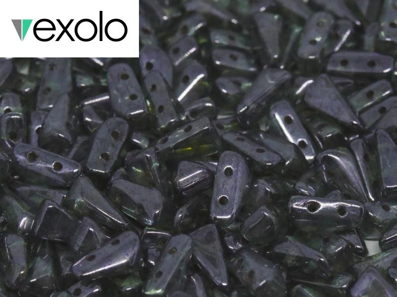 Vexolo® beads 5x8 mm, 2 Holes, Crystal Blue Luster, Czech Glass