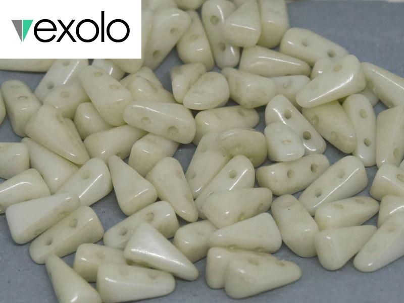 Vexolo® beads 5x8 mm, 2 Holes, Alabaster Champagne Luster, Czech Glass