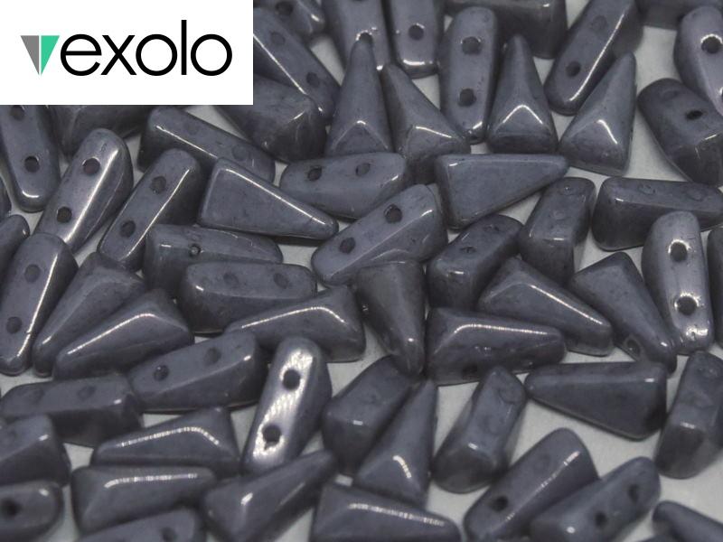Vexolo® beads 5x8 mm, 2 Holes, Alabaster Gray Luster, Czech Glass