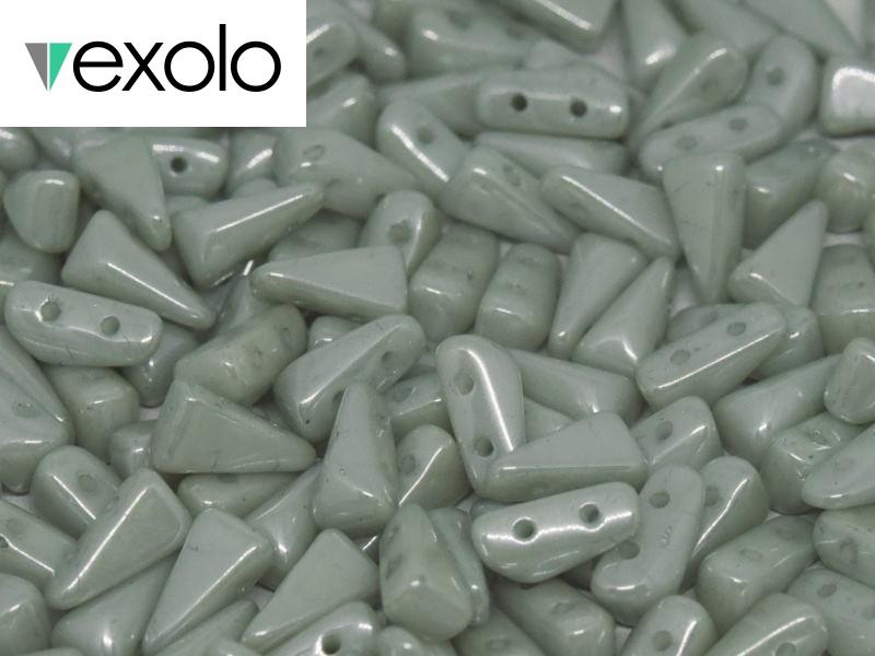 Vexolo® beads 5x8 mm, 2 Holes, Alabaster Mint Luster, Czech Glass