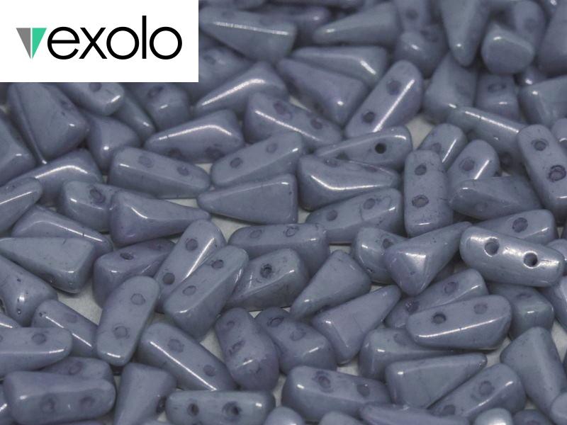 Vexolo® beads 5x8 mm, 2 Holes, Alabaster Baby Blue Luster, Czech Glass