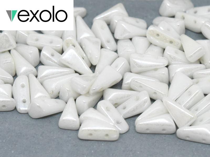 Vexolo® beads 5x8 mm, 2 Holes, Alabaster Shimmer, Czech Glass