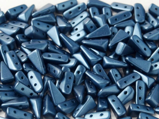 Vexolo® beads 5x8 mm, 2 Holes, Alabaster Pastel Petrol, Czech Glass