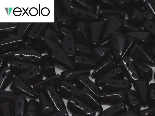Vexolo® beads 5x8 mm, 2 Holes, Jet Black, Czech Glass