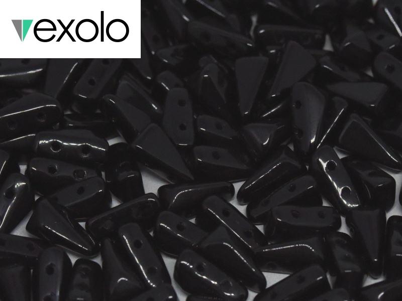 Vexolo® beads 5x8 mm, 2 Holes, Jet Black, Czech Glass