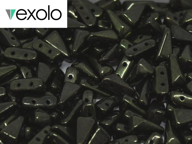 Vexolo® beads 5x8 mm, 2 Holes, Jet Red Luster, Czech Glass