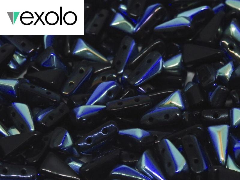 Vexolo® beads 5x8 mm, 2 Holes, Jet AB, Czech Glass