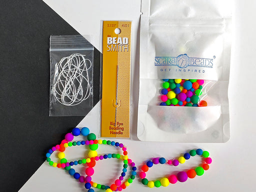 Kit for creating DIY jewelry / set for creativity, beading bracelets, Neon Colors