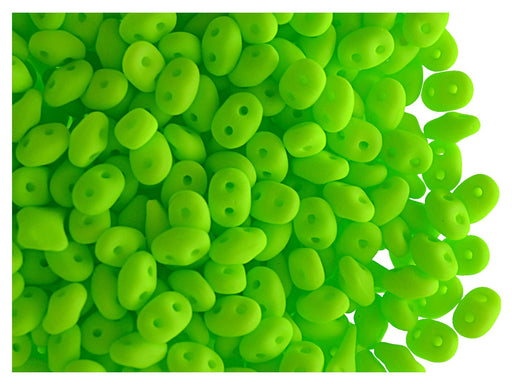 10 g 2-hole SuperDuo Seed Beads, 2.5x5mm, NEON Green (UV Active), Czech Glass