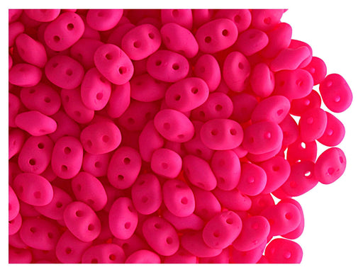 10 g 2-hole SuperDuo Seed Beads, 2.5x5mm, NEON Pink (UV Active), Czech Glass