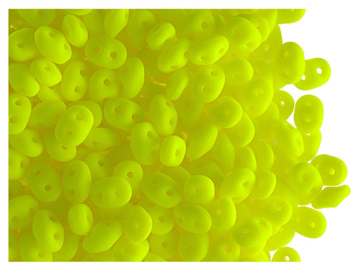 10 g 2-hole SuperDuo Seed Beads, 2.5x5mm, NEON Yellow (UV Active), Czech Glass
