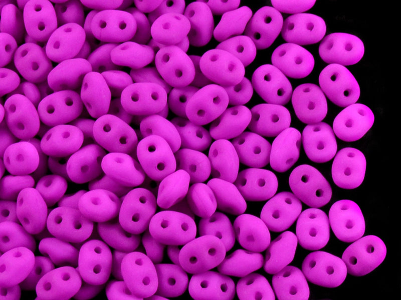 10 g 2-hole SuperDuo Seed Beads, 2.5x5mm, NEON Purple (UV Active), Czech Glass