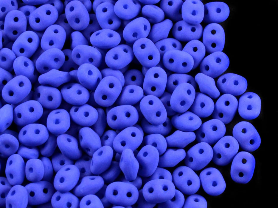 10 g 2-hole SuperDuo Seed Beads, 2.5x5mm, NEON Dark Blue (UV Active), Czech Glass