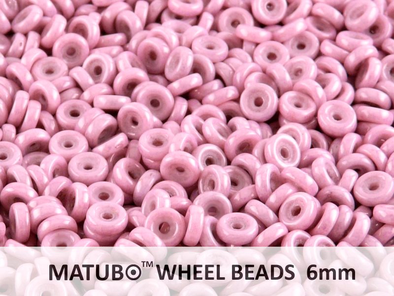 10 g Wheel MATUBO Pressed Beads, 6mm, Chalk Lila Luster, Czech Glass