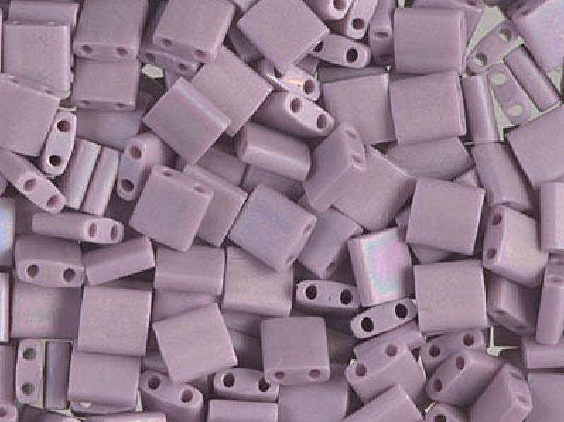 Tila™Beads 5x5 mm, 2 Holes, Opaque Mauve Matted AB, Miyuki Japanese Beads
