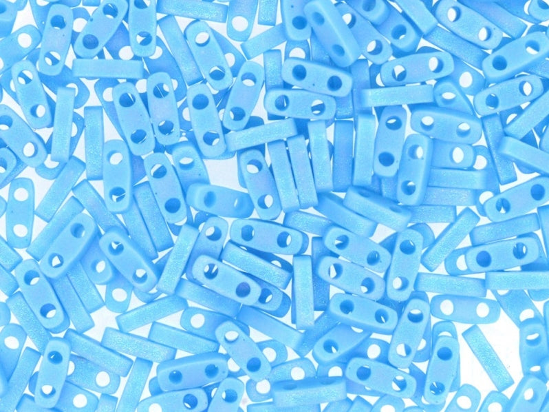 Quarter Tila™Beads 5x1.2x1.9 mm, 2 Holes, Opaque Turquoise Blue Matted AB, Miyuki Japanese Beads