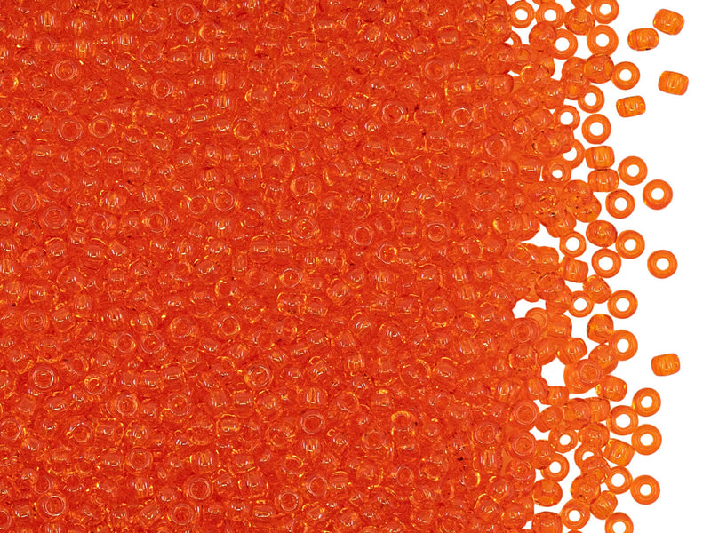 Rocailles Seed Beads 11/0, Orange Transparent, Czech Glass