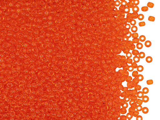 Rocailles Seed Beads 11/0, Orange Transparent, Czech Glass
