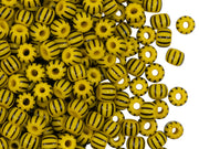 Rocailles Seed Beads 5/0, Opaque Yellow With Black Strips, Czech Glass