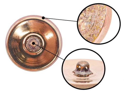 Elegant antique pink Czech glass button with gentle gold hand painet design and metal shank