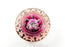Czech Glass Button Pink Silver Hand Painted Size 10 (22.5 mm) Pink Silver