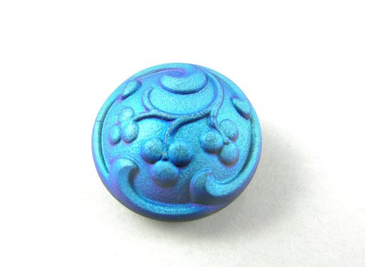 Czech Glass Button Hand Painted, Size 10 (22.5mm | 7/8''), Jet Blue AB, Czech Glass