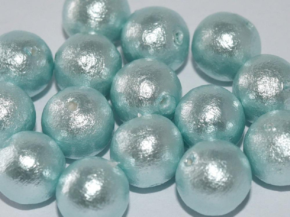 Cotton Pearls 10 mm, Aqua, Miyuki Japanese Beads