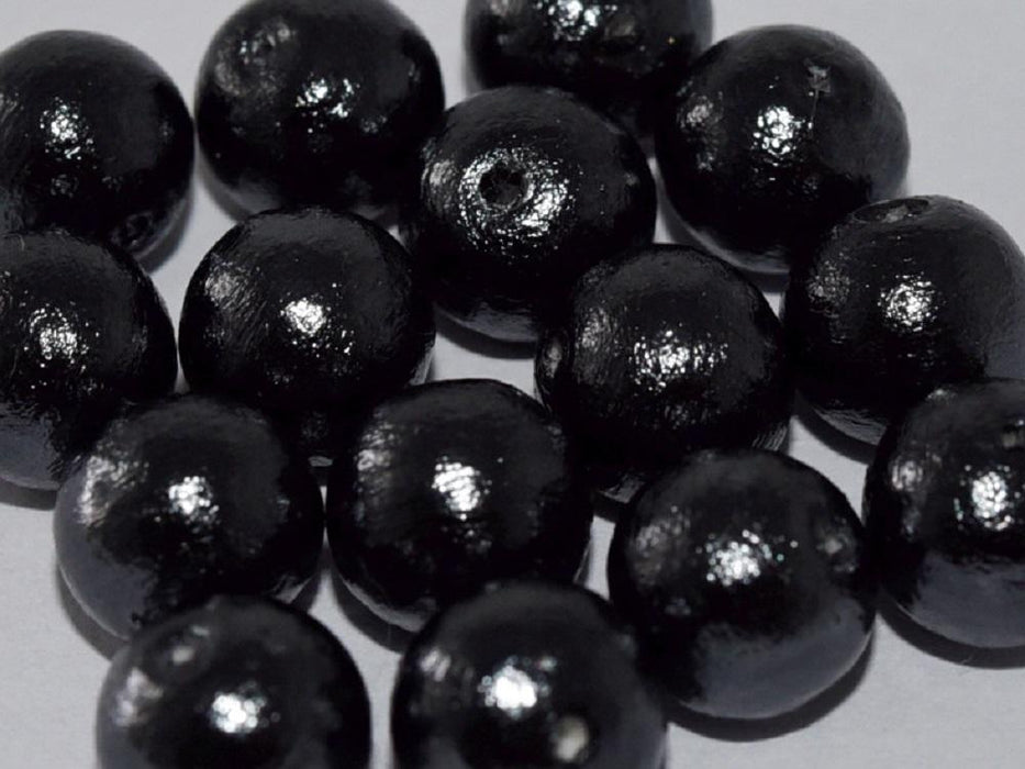 Cotton Pearls 10 mm, Black, Miyuki Japanese Beads