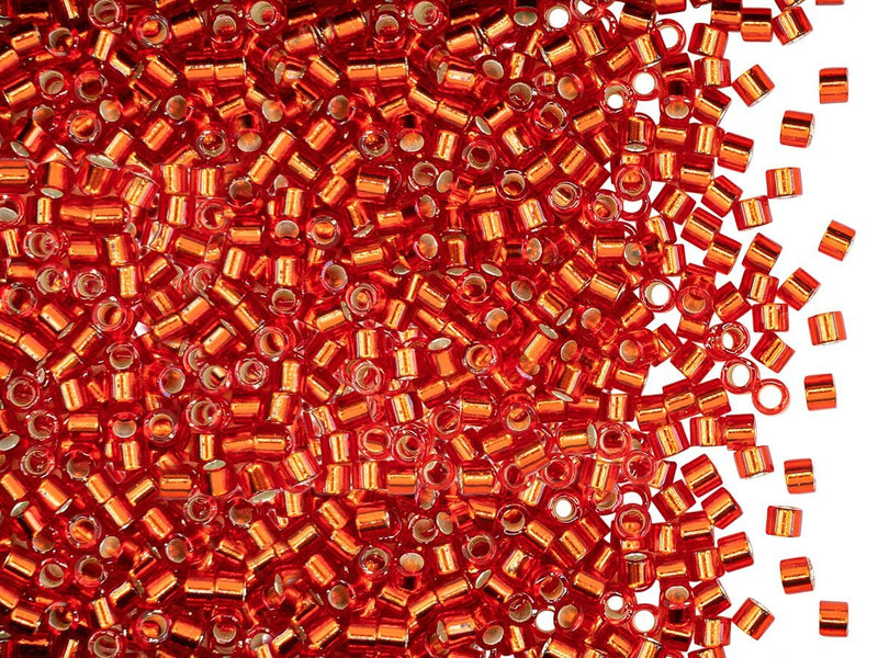 5 g 10/0 Miyuki Delica, Silver Lined Red, Japanese Seed Beads
