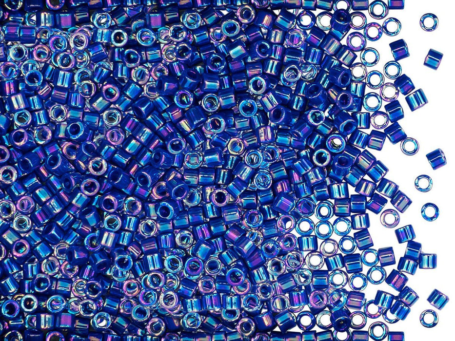 5 g 10/0 Miyuki Delica, Opaque Royal Blue AB, Japanese Seed Beads