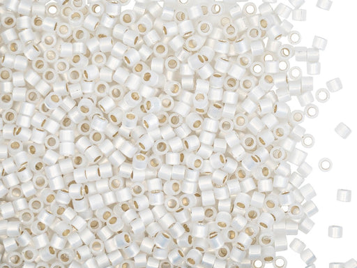 5 g 10/0 Miyuki Delica, Gilt Lined White Opal, Japanese Seed Beads