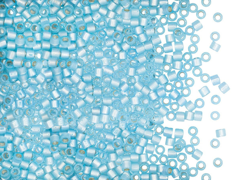 5 g 10/0 Miyuki Delica, Silver Lined Lt.Aqua, Japanese Seed Beads