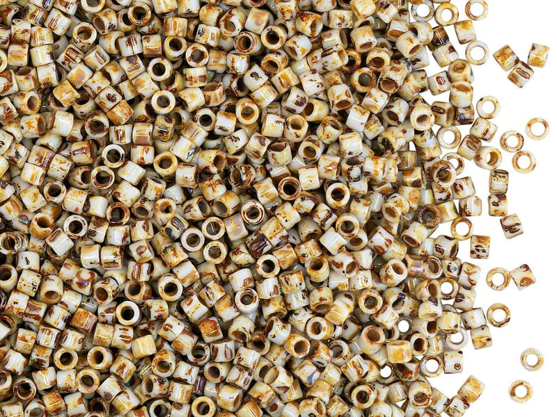 5 g 10/0 Miyuki Delica, Opaque Yellow Picasso, Japanese Seed Beads