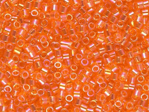 Delica Seed Beads 10/0, Transparent Tangerine AB, Miyuki Japanese Beads