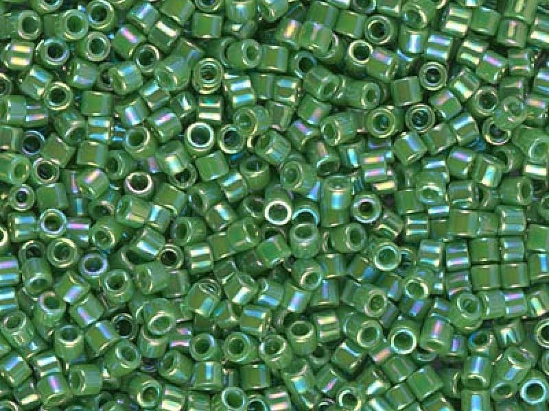 Delica Seed Beads 10/0, Opaque Green AB, Miyuki Japanese Beads