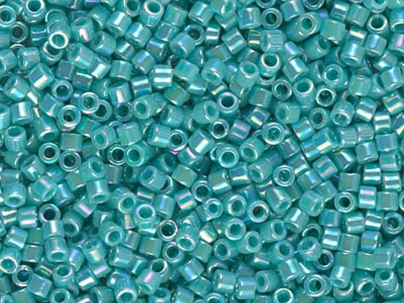Delica Seed Beads 10/0, Opaque Turquoise Green AB, Miyuki Japanese Beads