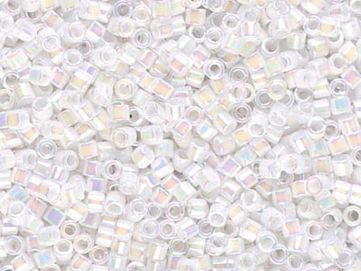 Delica Seed Beads 10/0, White Pearl AB, Miyuki Japanese Beads