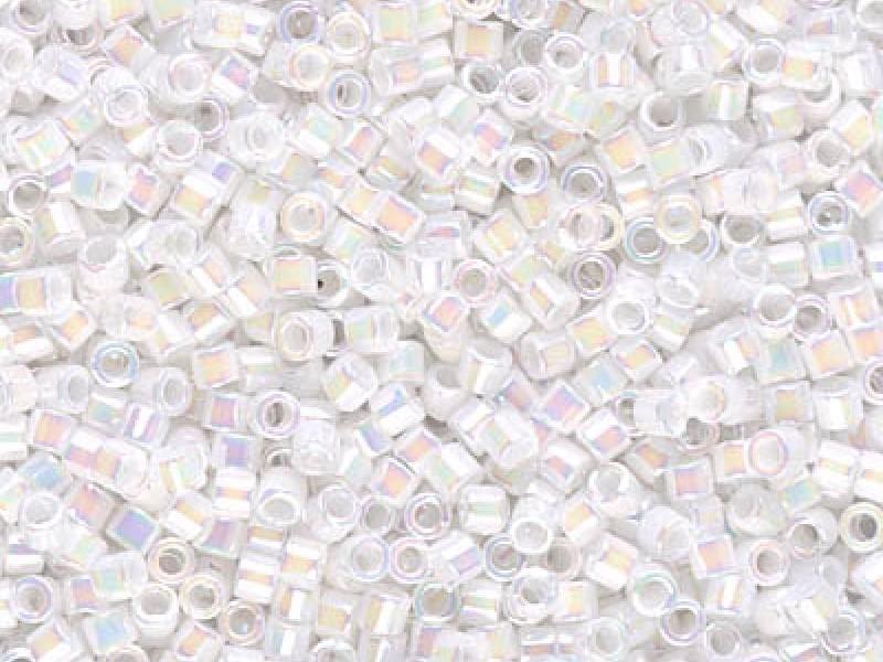 Delica Seed Beads 10/0, White Pearl AB, Miyuki Japanese Beads