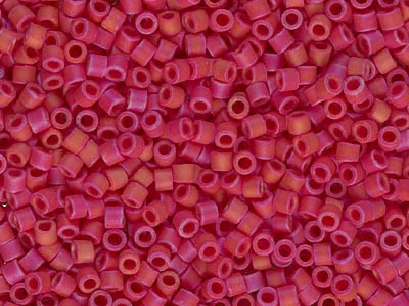 Delica Seed Beads 10/0, Opaque Red AB Matte, Miyuki Japanese Beads