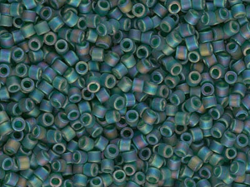 Delica Seed Beads 10/0, Emerald AB Matte, Miyuki Japanese Beads