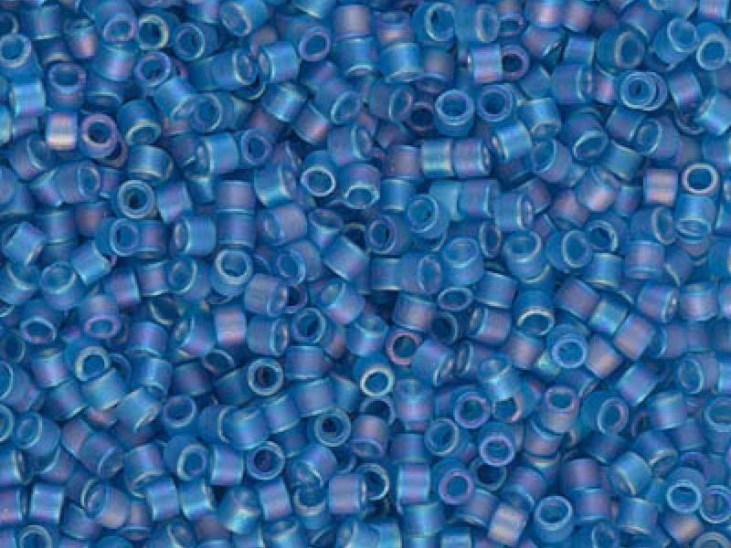 Delica Seed Beads 10/0, Transparent Blue Capri Matte AB, Miyuki Japanese Beads