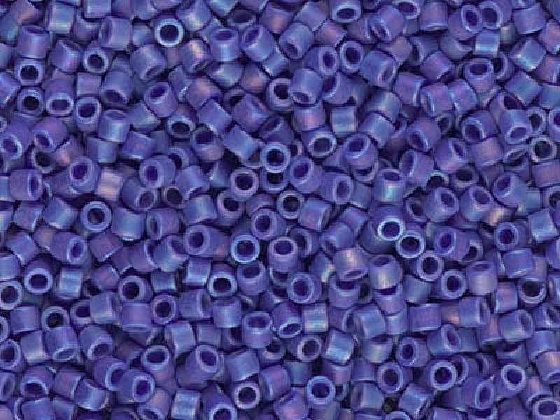 Delica Seed Beads 10/0, Opaque Cobalt Matte AB, Miyuki Japanese Beads