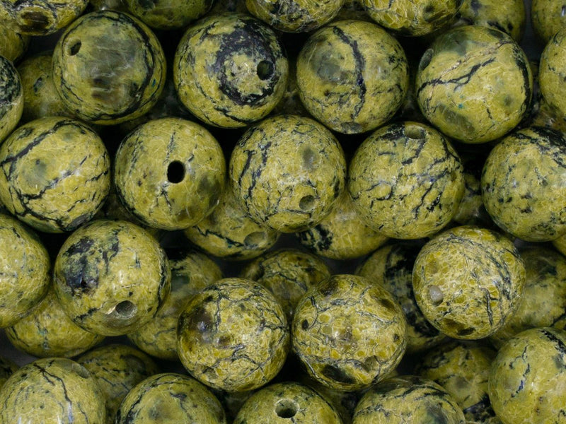 5 pcs Natural Stones Round Beads 10 mm, Serpentinite, Ural gems, Russia