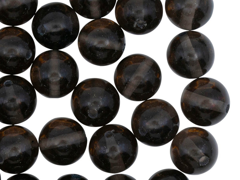 Natural Stones Round Beads 10 mm, Obsidian Semi-Transparent Black, Minerals, Russia