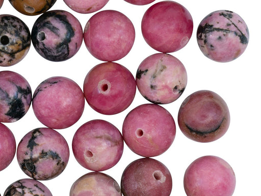 Natural Stones Round Beads 10 mm, Rhodonite, Minerals, Russia