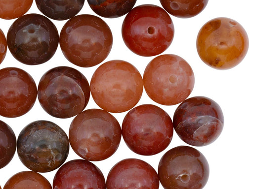 Natural Stones Round Beads 10 mm, Chalcedony Agate Brown Pink, Minerals, Russia