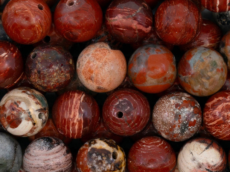 5 pcs Natural Stones Round Beads 10 mm, Jasper, Ural gems, Russia